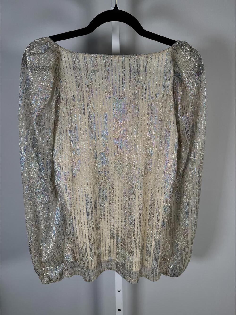 NWT Colleen Lopez Shimmer Long Sleeve Peasant Blouse Size Small - Picture 3 of 6